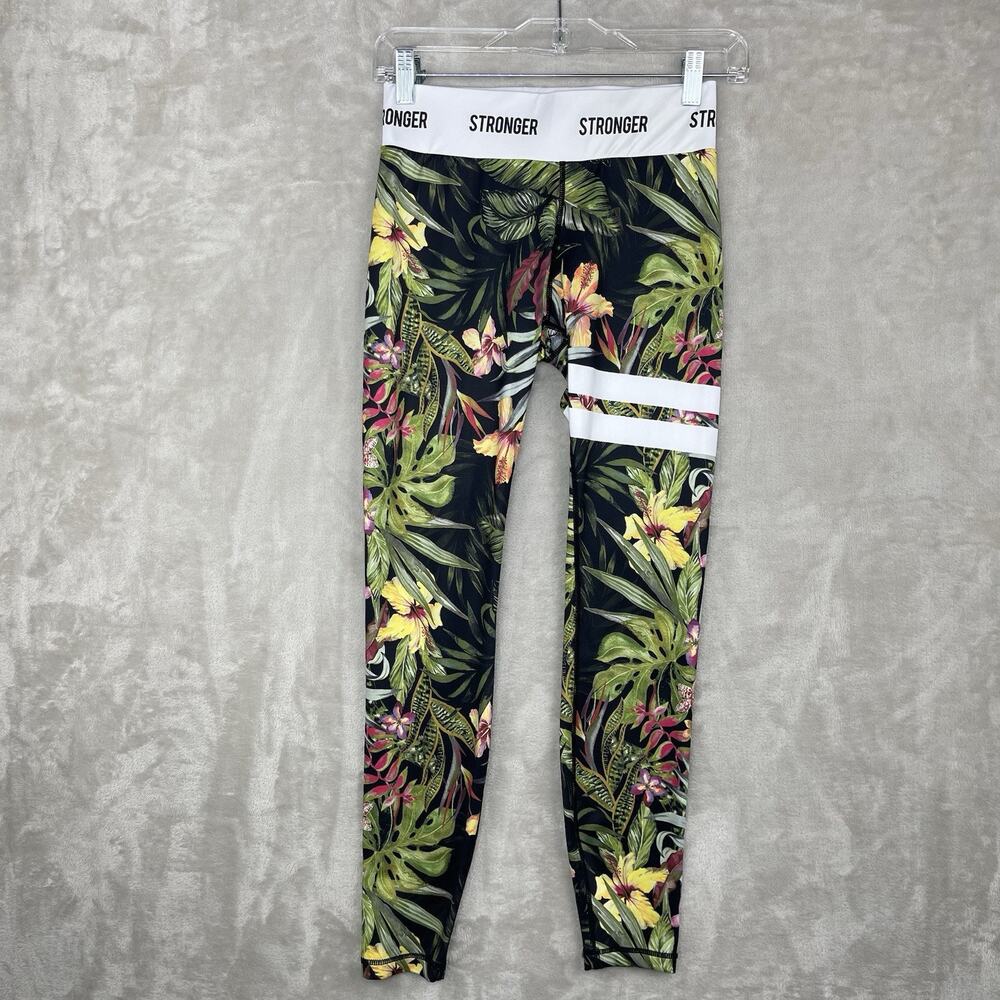 Stronger Sweden Vietnam Tropical Botanical Leggings High Waist Medium Striped